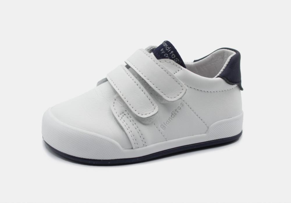 Zapatilla de piel blanco con velcro BLANDITOS